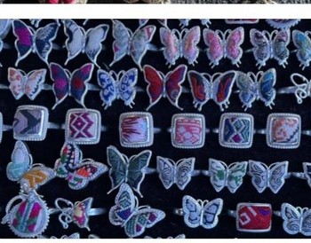 Miao embroidery butterfly rings